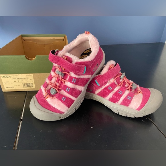 NIB Keen Girls Fruit Dove/Ballet Slipper Newport Shoe Winter Fur Sneakers Sz 4 - Picture 4 of 7
